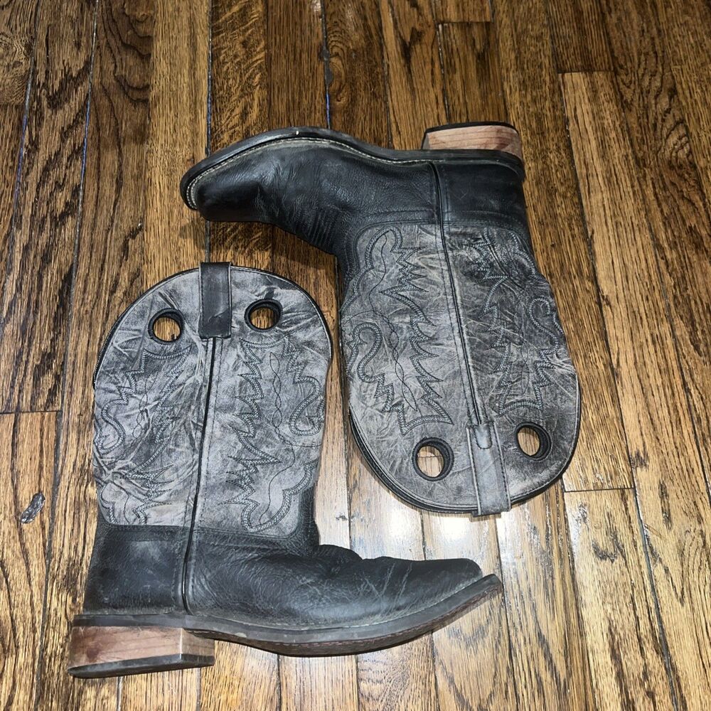 Smoky Mountain Boot Men 8.5EE Duke Black Distress Leather Cowboy Boot Style 4912 - Picture 2 of 7
